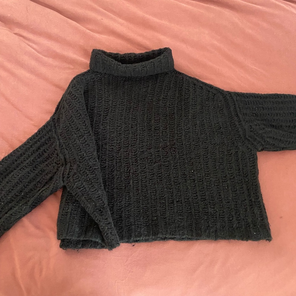 Black freepeople turtleneck boxy sweater